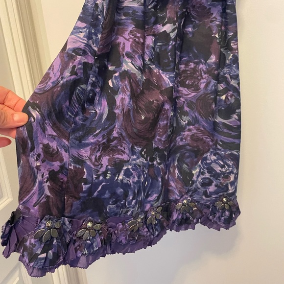 Rebecca Taylor silk with silver appliqués and belt size 4 - Picture 2 of 8